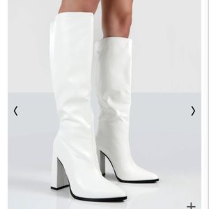 Posie White PU Knee High Boots - US 7